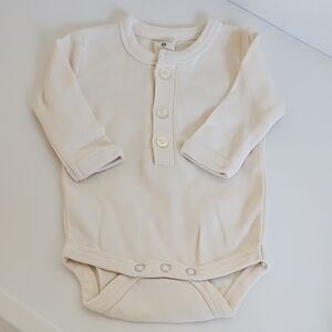 Cream Long Sleeve Baby Onesie